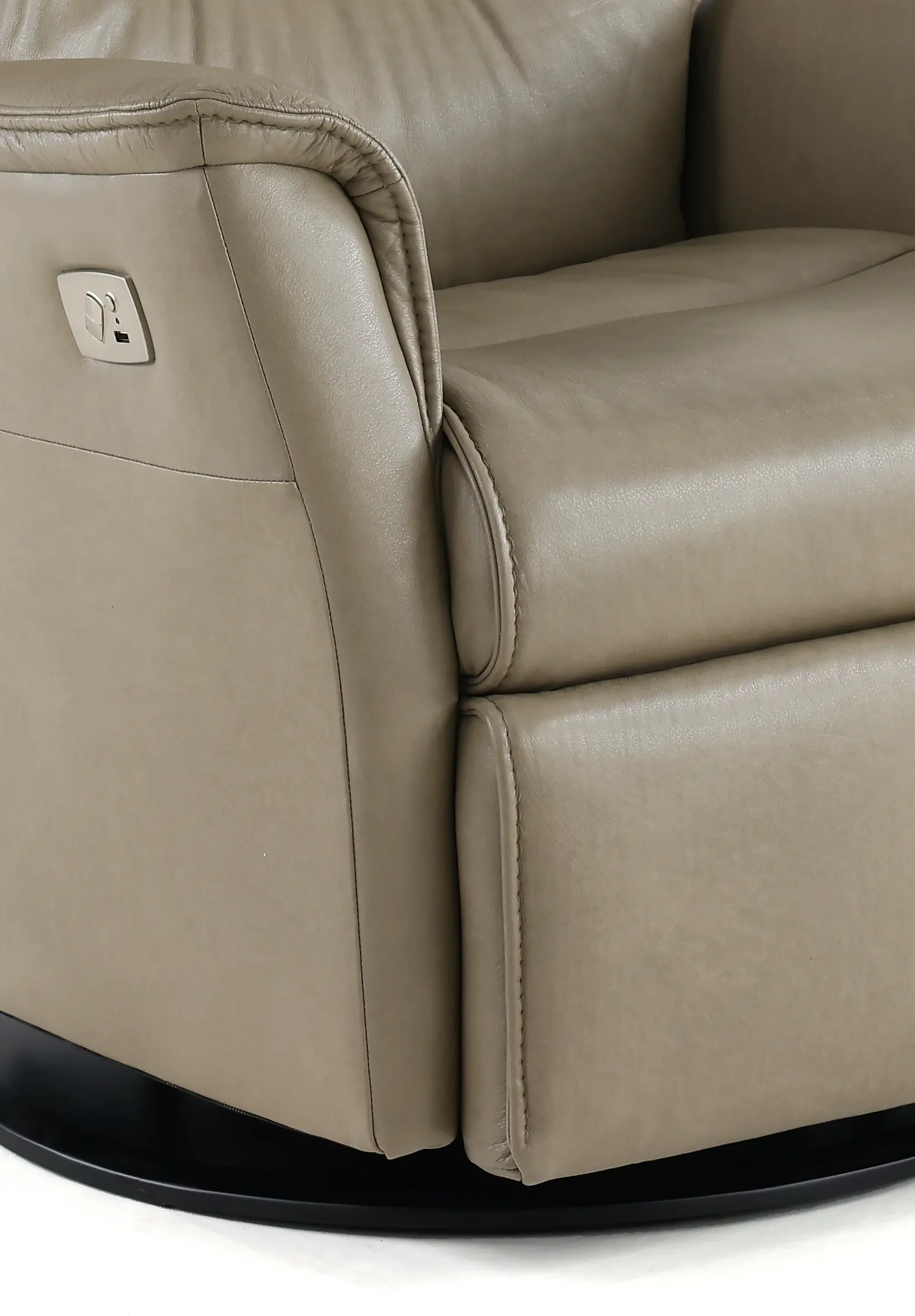 Captain Beige Standard Leather Swivel Glider Power Recliner-2