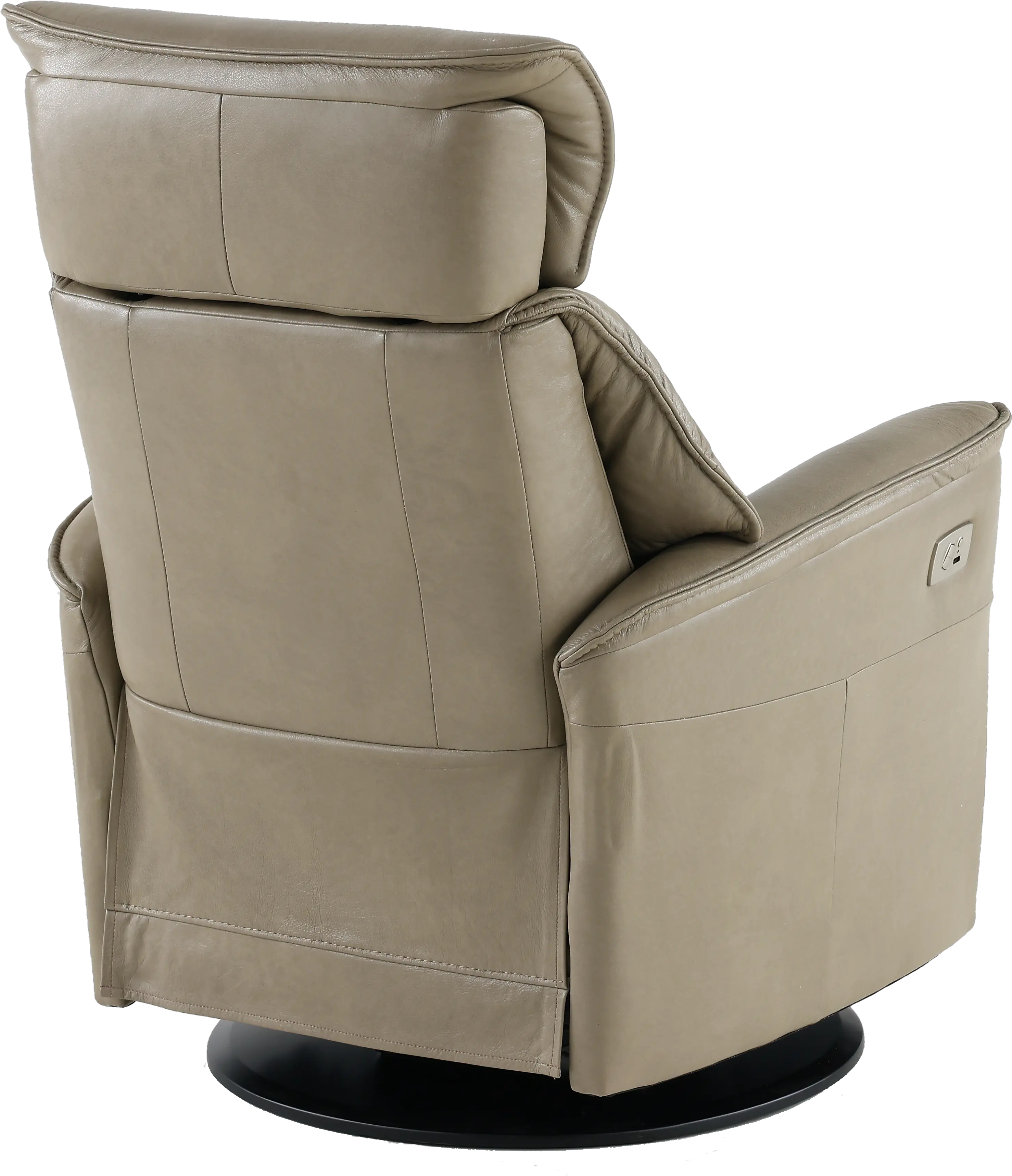 Captain Beige Standard Leather Swivel Glider Power Recliner-4