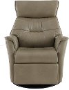 Dove Beige Standard Leather Swivel Glider Power Recliner - Captain