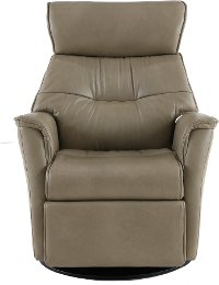 Dove Beige Standard Leather Swivel Glider Power Recliner - Captain
