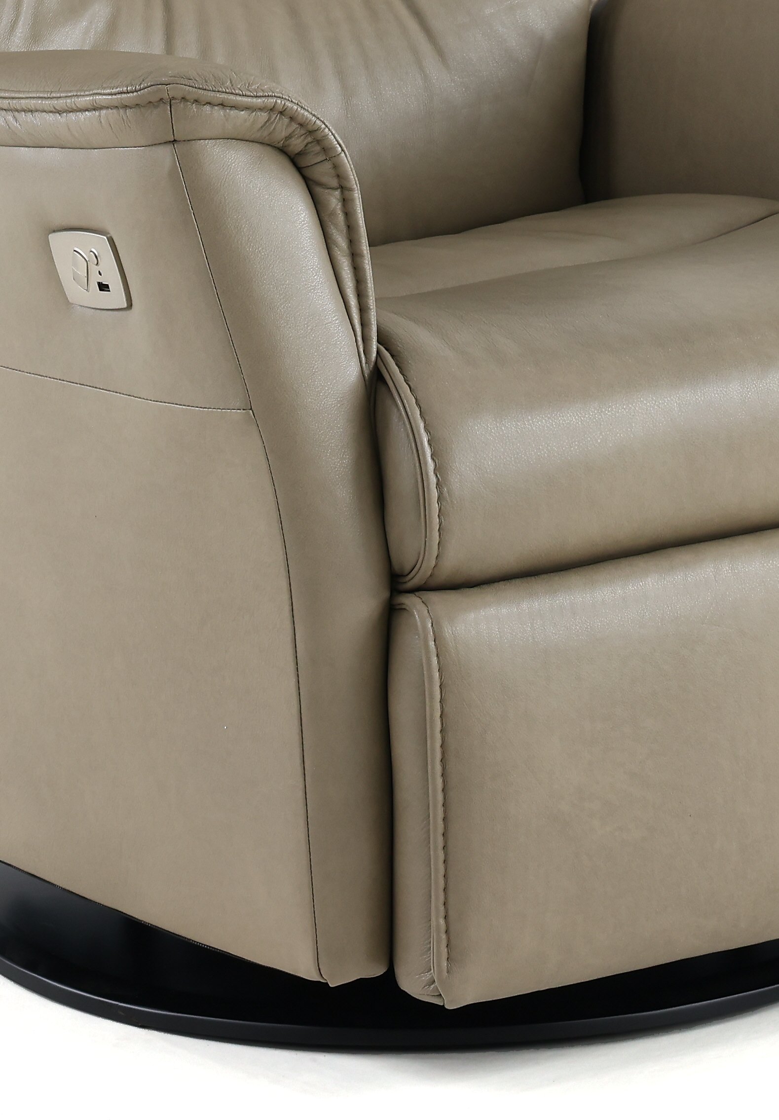 Dove Beige Standard Leather Swivel Glider Power Recliner - Captain-2