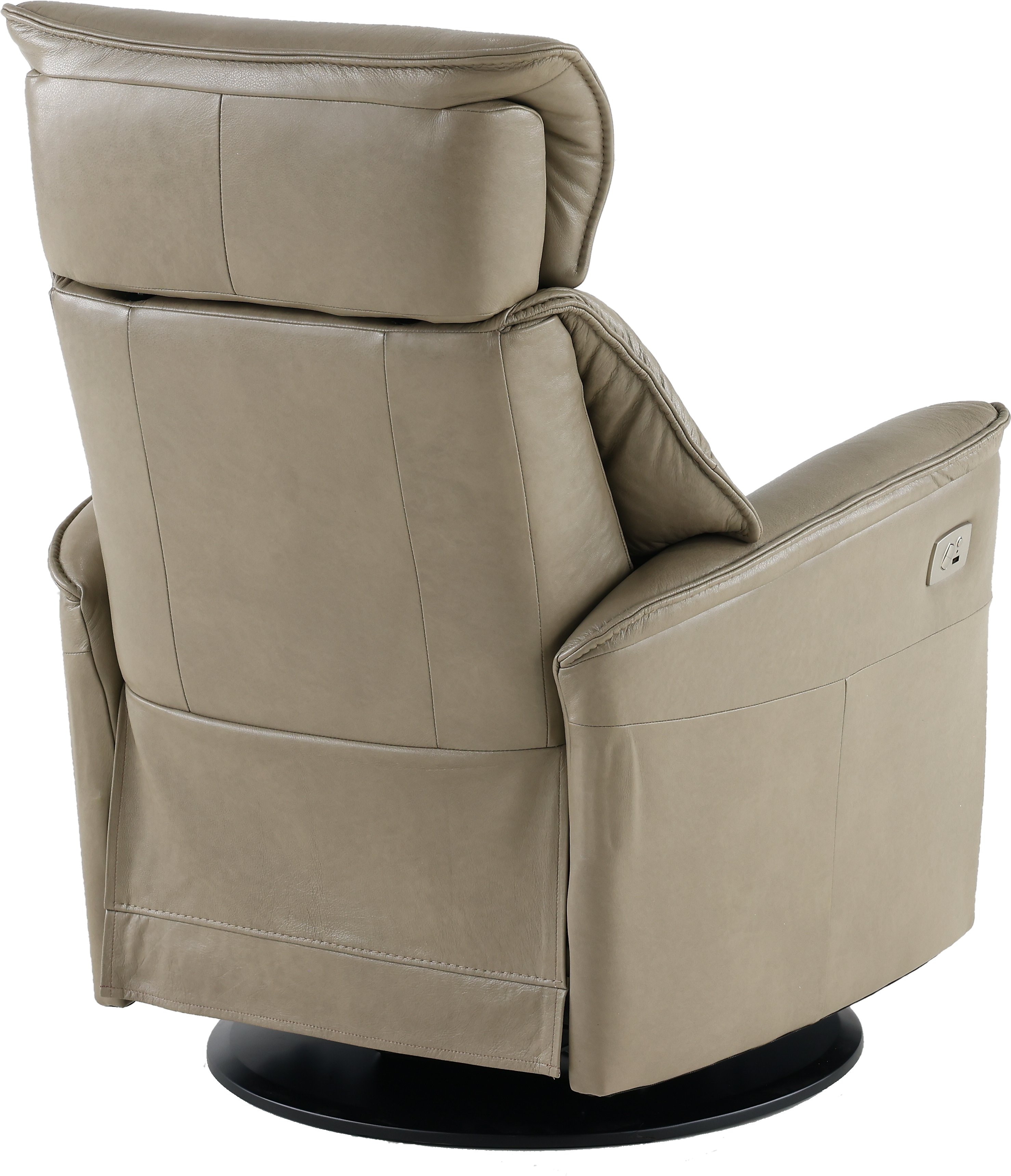 Dove Beige Standard Leather Swivel Glider Power Recliner - Captain-4
