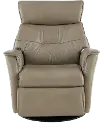Captain Dove Beige Large Leather Swivel Glider Power Recliner