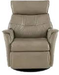 Captain Dove Beige Large Leather Swivel Glider Power Recliner