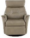 Dove Beige Large Leather Swivel Glider Power Recliner - Captain