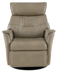 Dove Beige Large Leather Swivel Glider Power Recliner - Captain