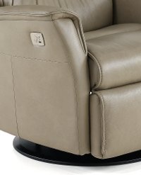 Dove Beige Large Leather Swivel Glider Power Recliner - Captain-3