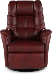 Burgundy Leather Standard Swivel Glider Power Recliner - Boston