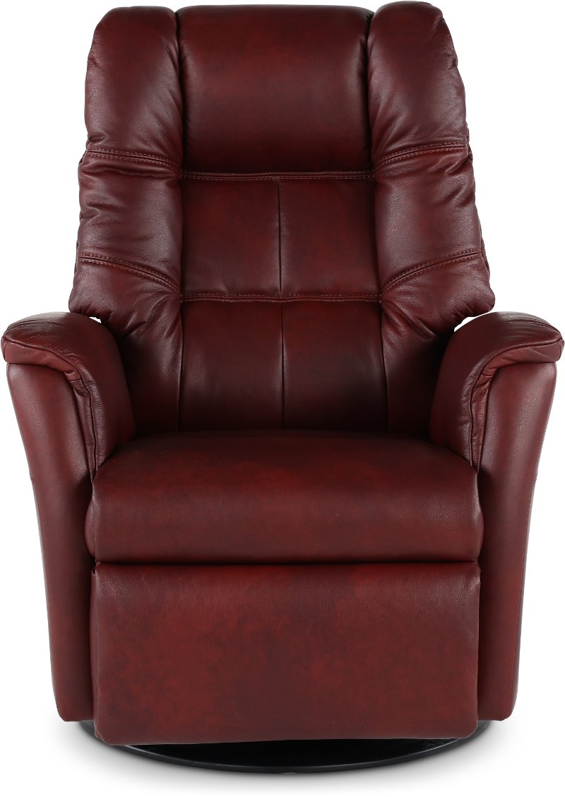 Burdy Leather Standard Swivel Glider, Leather Swivel Chair Recliner