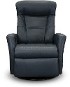 Pacific Blue Leather Large Swivel Glider Power Recliner - Grove