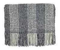 Smoke Gray and Cream Greenwich Throw Blanket