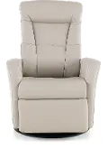 Grove Gray Standard Leather Swivel Glider Power Recliner with Adjustable Headrest
