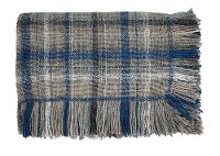 Gray, Blue and Cream Flannel Sturbridge Throw Blanket
