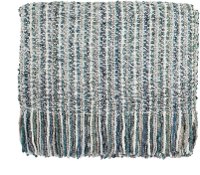 Teal Blue, Gray and Cream Stria Throw Blanket