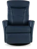Grove Blue Large Leather Swivel Glider Power Recliner with Adjustable Headrest