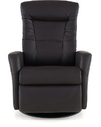 Coffee Brown Large Leather Swivel Glider Power Recliner with Adjustable Headrest - Grove