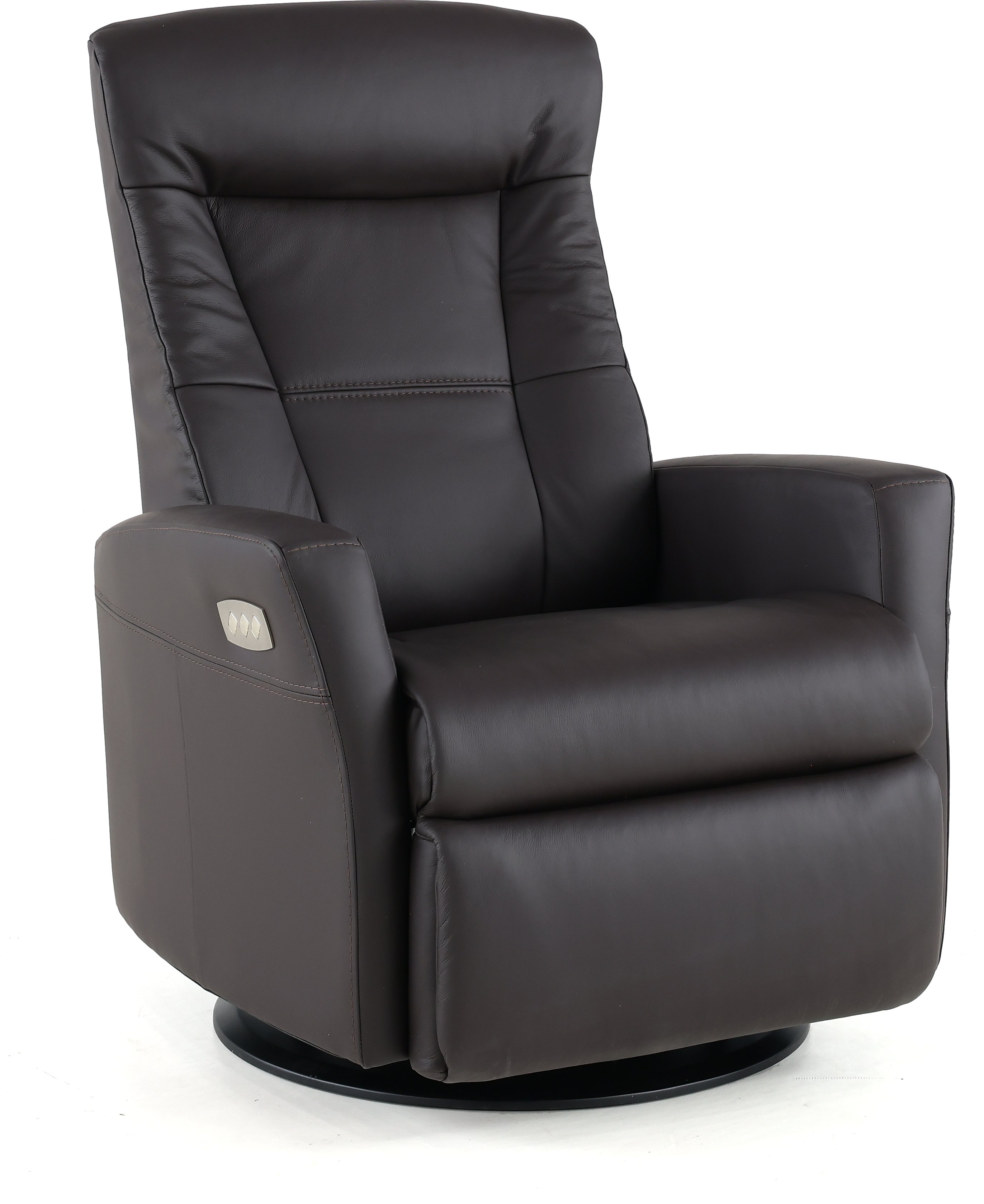 Coffee Brown Large Leather Swivel Glider Power Recliner with Adjustable Headrest - Grove-2