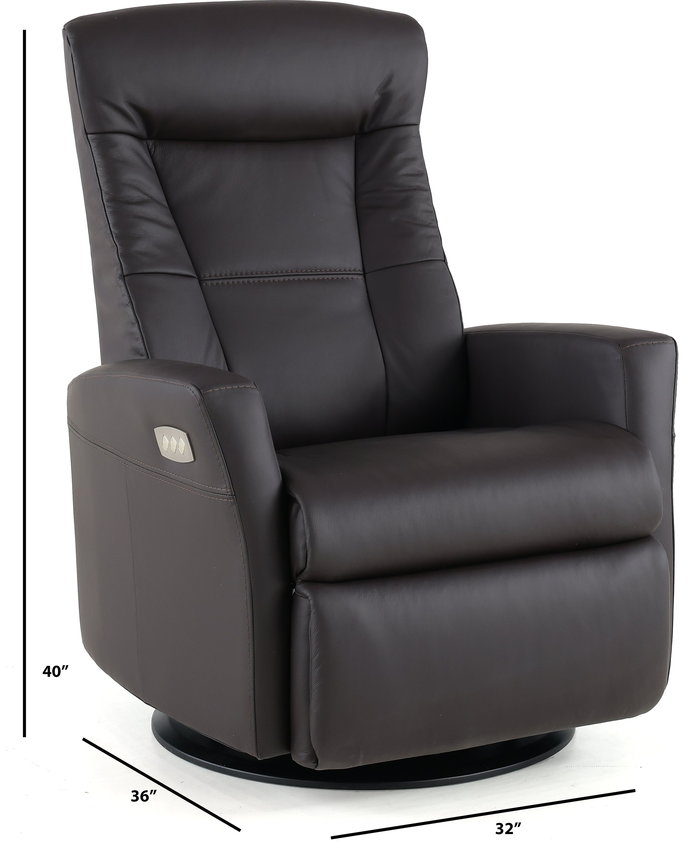 Coffee Brown Large Leather Swivel Glider Power Recliner with Adjustable Headrest - Grove-3