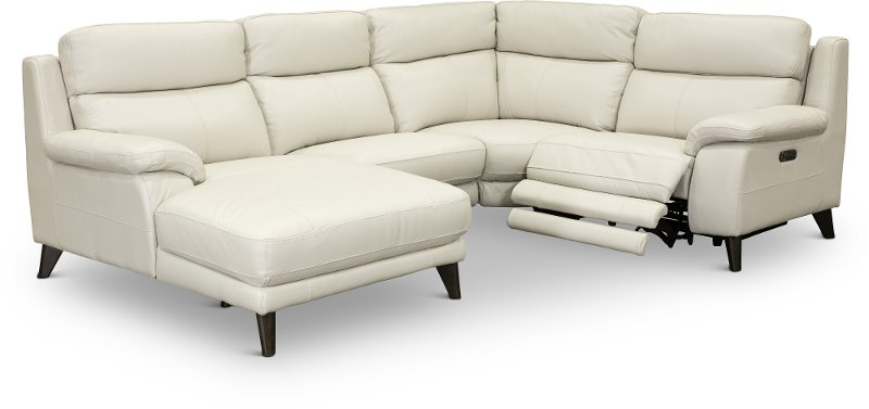 Power Reclining Sectional Sofa Venice, White Leather Reclining Sectional Sofa