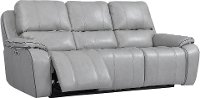 Mist Light Gray Leather-Match Power Reclining Sofa - Harry-3