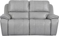 Mist Light Gray Leather-Match Power Reclining Loveseat - Potter