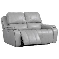 Mist Light Gray Leather-Match Power Reclining Loveseat - Potter-3