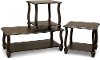 Cherry Brown 3 Piece Coffee Table Set - Carshaw