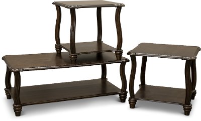 Cherry Brown 3 Piece Coffee Table Set - Carshaw