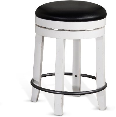 French Country White and Black Swivel Counter Height Stool - Bourbon County