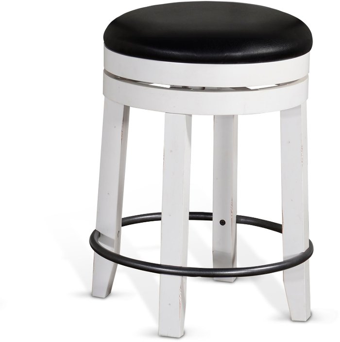 French Country White and Black Swivel Counter Height Stool - Bourbon County