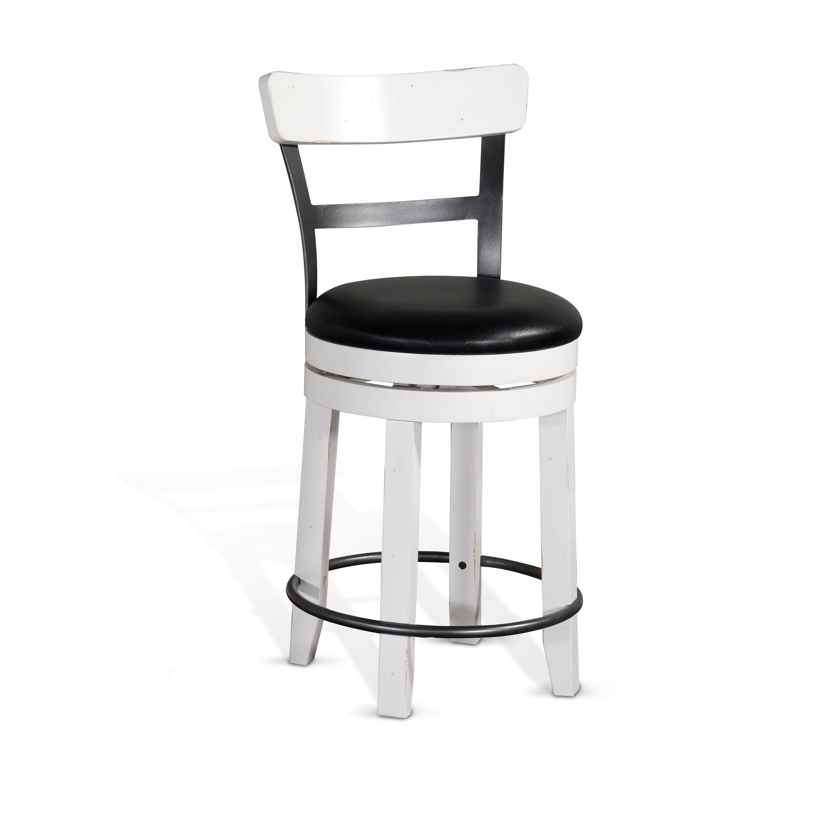 Bourbon County French Country White Two Tone Swivel Counter Height Stool-1