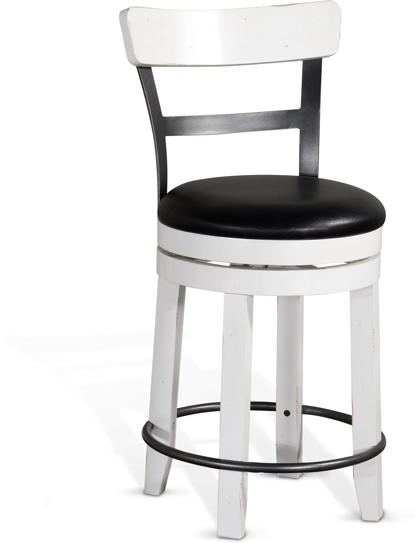 Bourbon County French Country White Two Tone Swivel Counter Height Stool-1