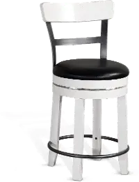 Bourbon County French Country White Two Tone Swivel Counter Height Stool