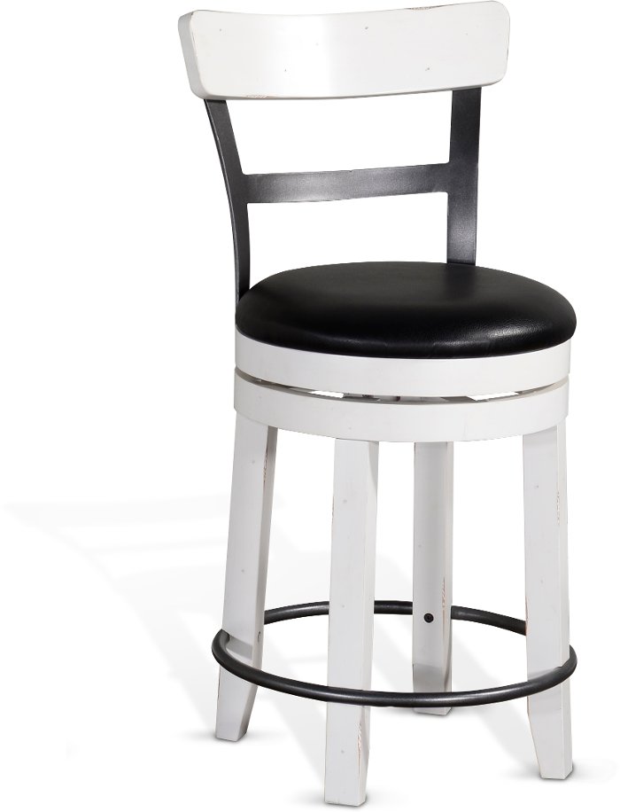 Bourbon County French Country White Two Tone Swivel Counter Height Stool