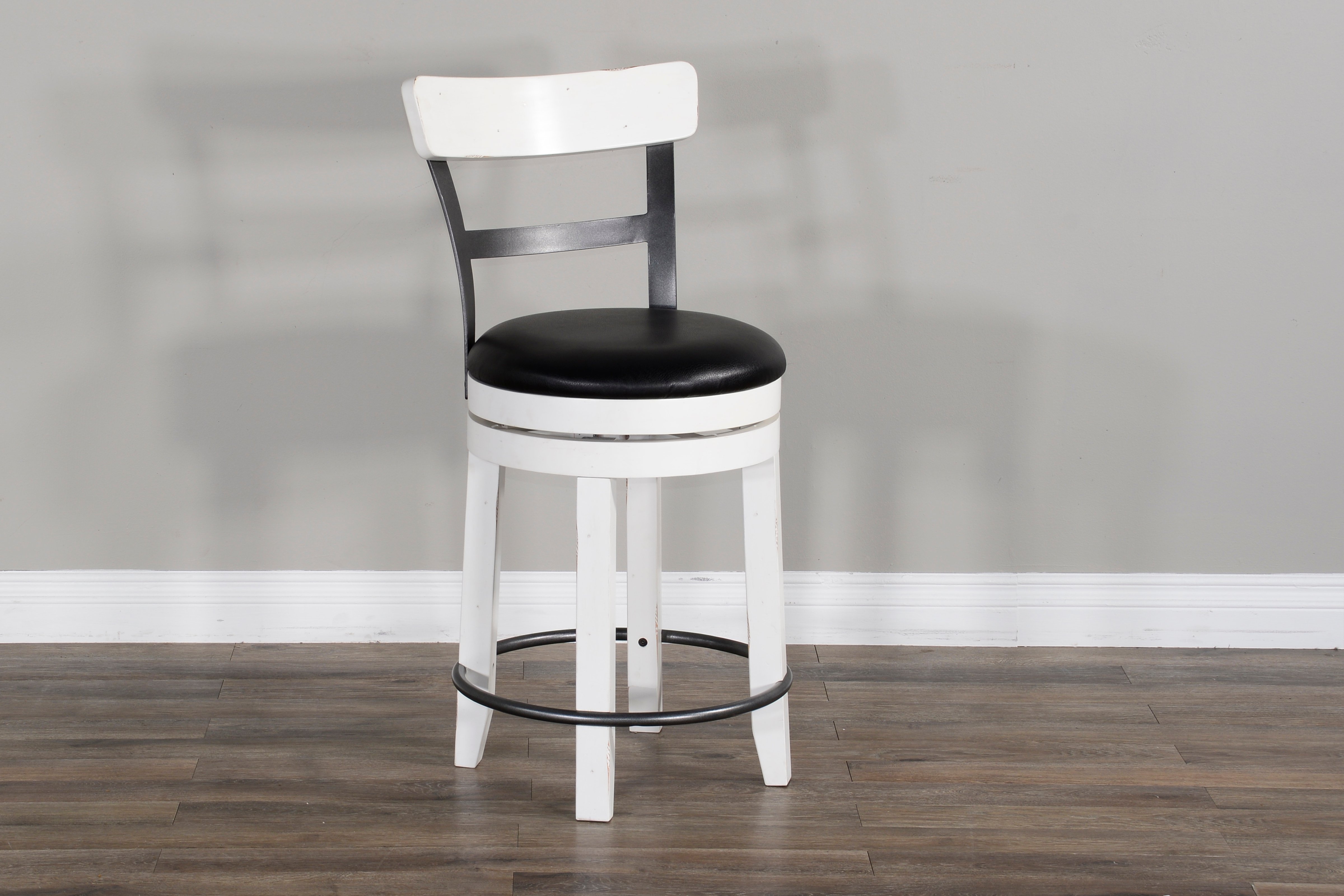 Bourbon County French Country White Two Tone Swivel Counter Height Stool-2