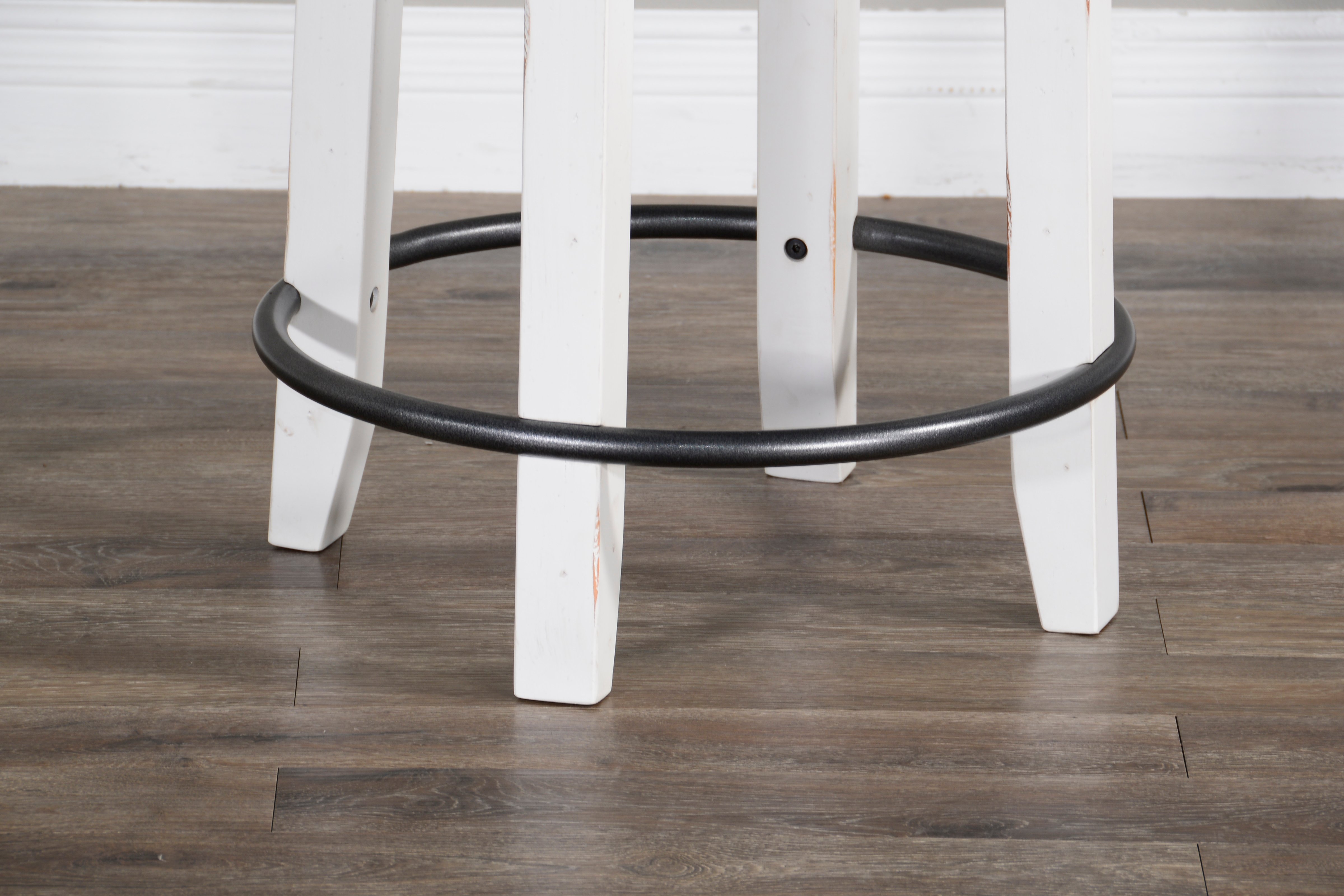Bourbon County French Country White Two Tone Swivel Counter Height Stool-3