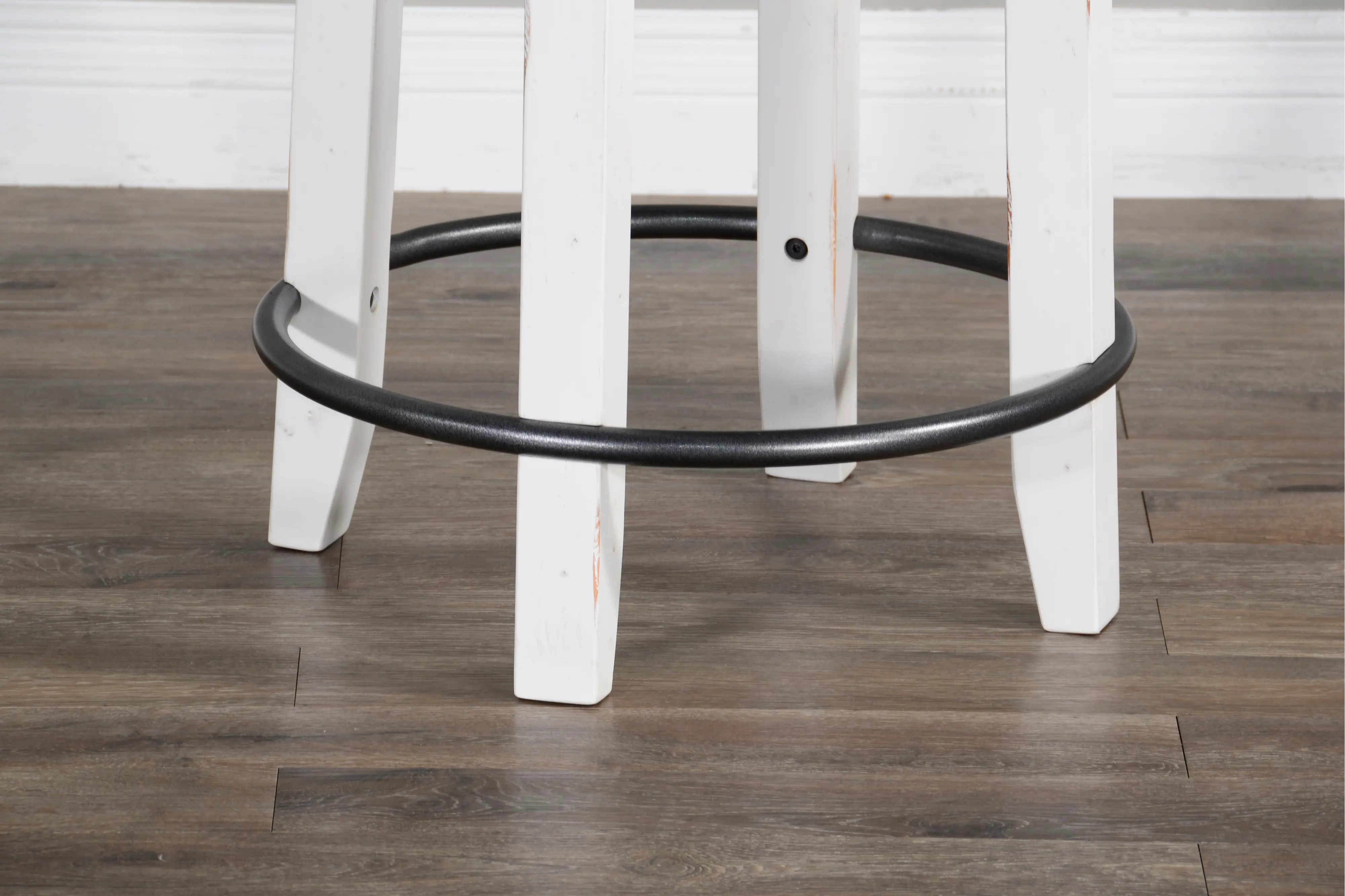 Bourbon County French Country White Two Tone Swivel Counter Height Stool-3