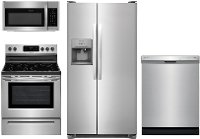 KIT Frigidaire 4 Piece Electric Kitchen Appliance Package with 26 cu. ft. Side by Side Refrigerator - Stainless Steel