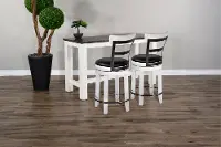 Bourbon County Brown and White 3 Piece Counter Height Dining Set with Backless Stools