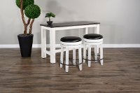 Brown and White 3 Piece Counter Height Dining Set with Backless Stools - Bourbon County-2
