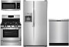 KIT Frigidaire 4 Piece Gas Kitchen Appliance Package with 26 cu. ft. Side by Side Refrigerator - Stainless Steel