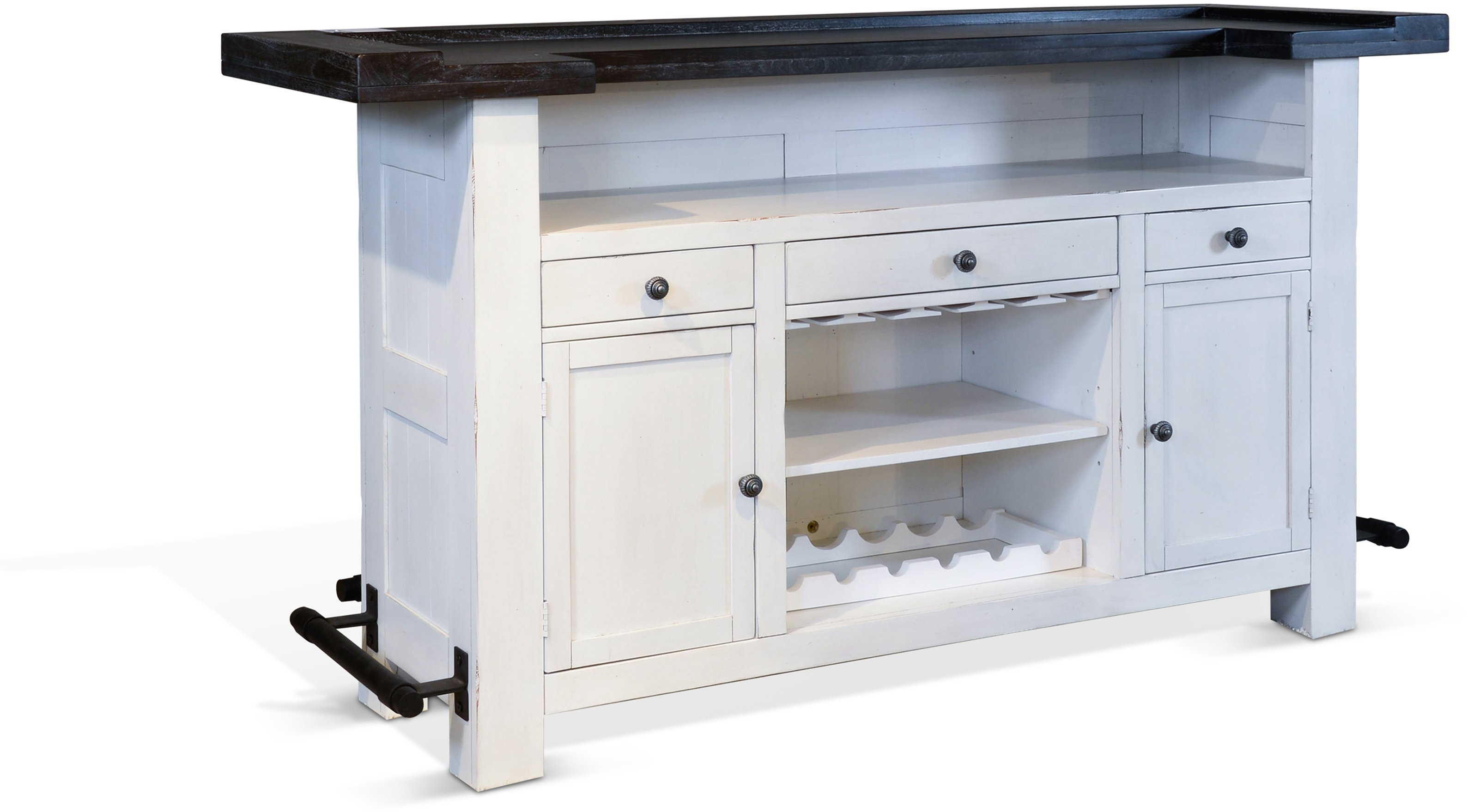 Bourbon County Farmhouse White and Dark Brown Bar Cabinet-3