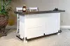 Clearance Bourbon County Farmhouse White and Dark Brown Bar Cabinet