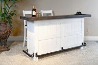 Farmhouse White and Dark Brown Bar Cabinet - Bourbon County