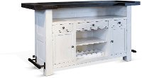 Farmhouse White and Dark Brown Bar Cabinet - Bourbon County-3