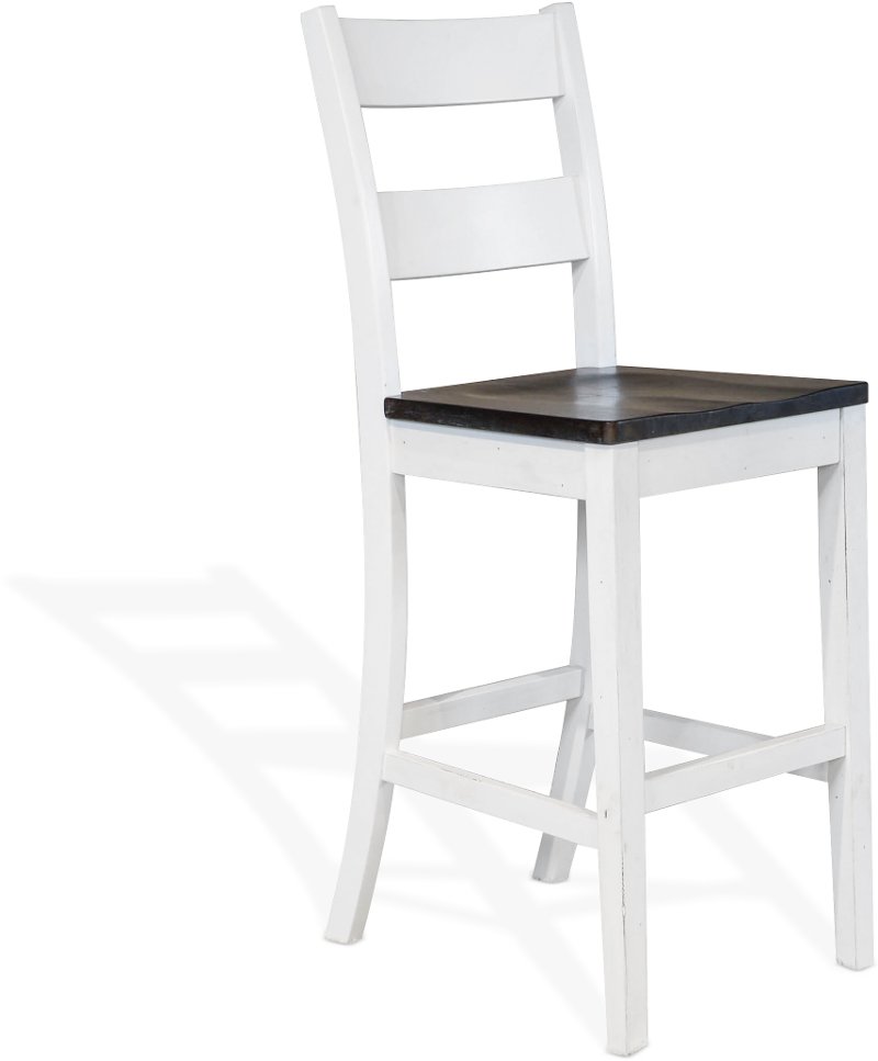 Bourbon County White And Dark Brown 30, 30 Inch Wooden Bar Stools With Back