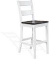 White and Dark Brown 30 Inch Ladderback Bar Stool - Boubron