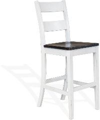 White and Dark Brown 30 Inch Ladderback Bar Stool - Boubron
