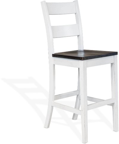 White and Dark Brown 30 Inch Ladderback Bar Stool - Boubron