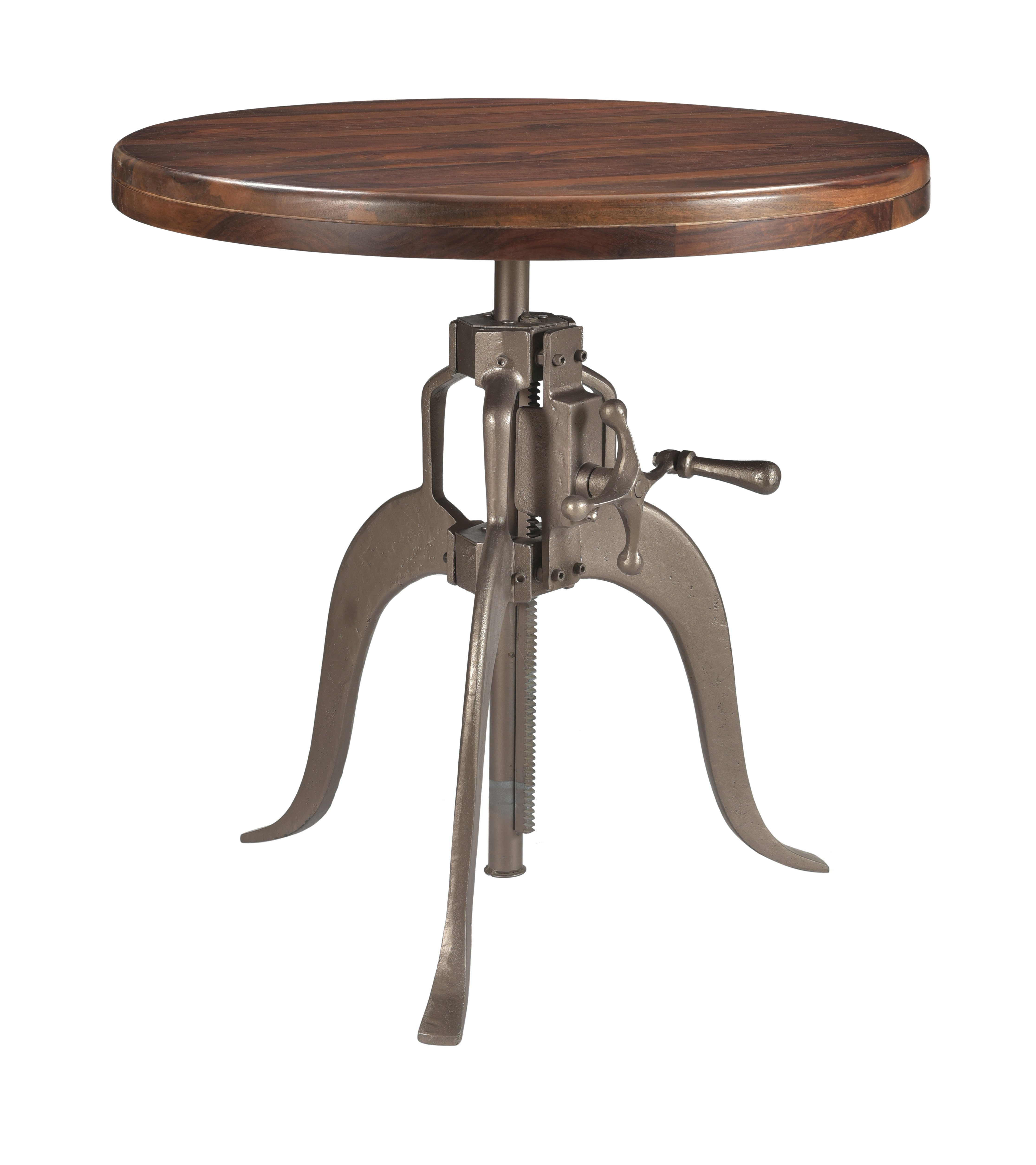 Brown and Silver Adjustable Round Dining Table - Bristol-1